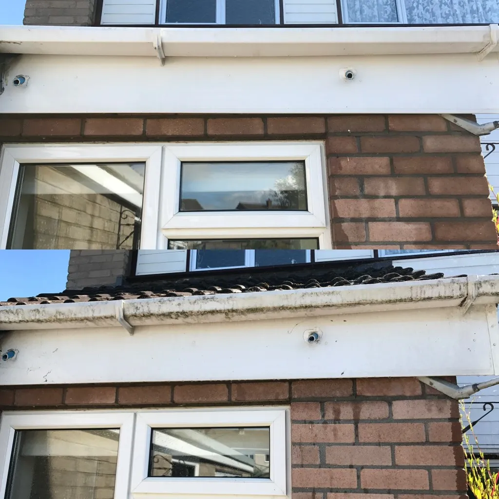 Before and after gutter and fascia cleaning